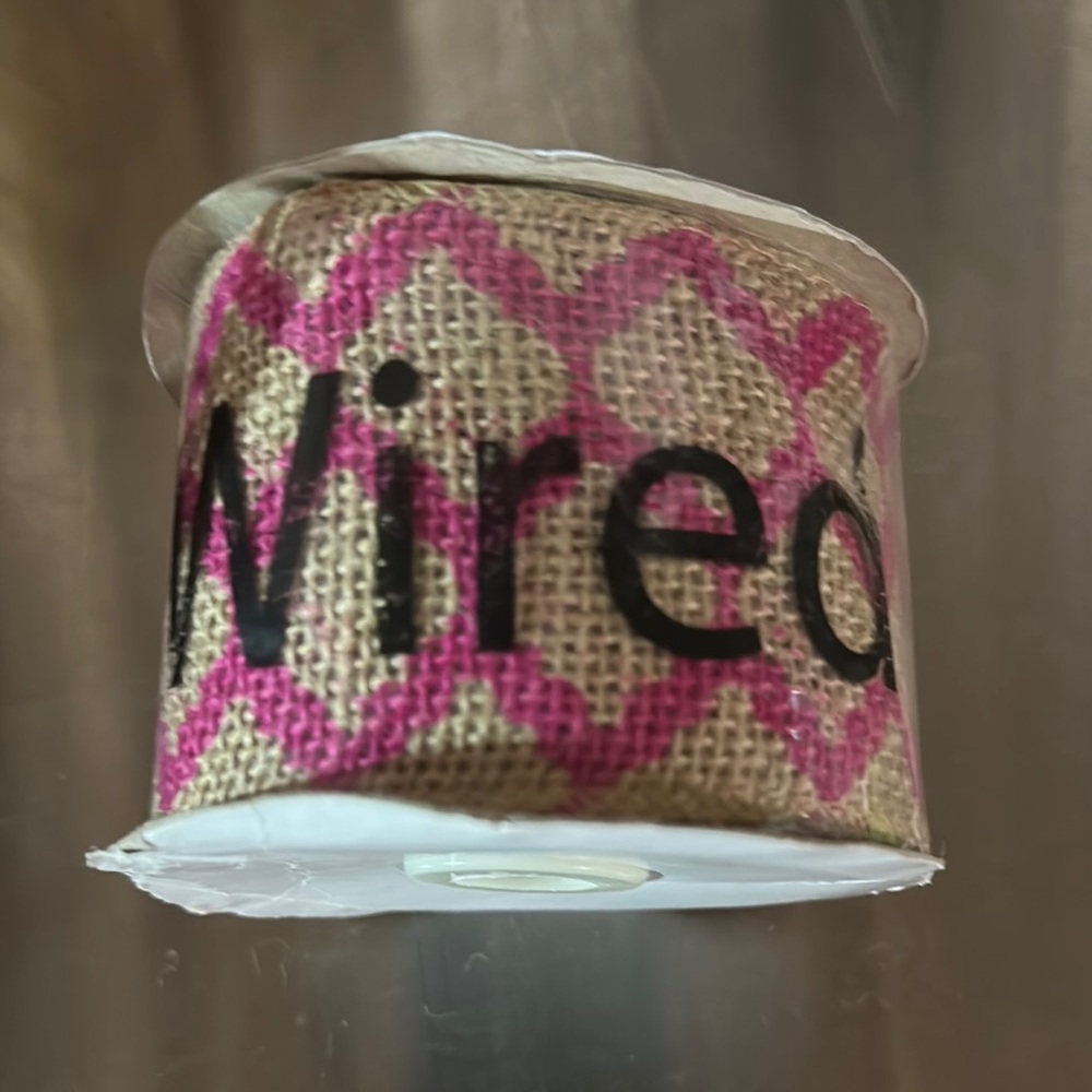 Pink Chevron Burlap Ribbon
